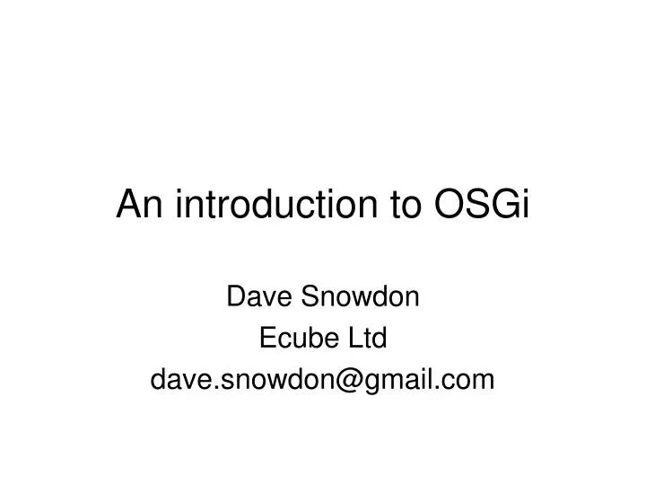 an introduction to osgi