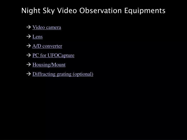 night sky video observation equipments