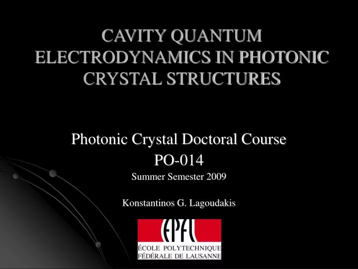 cavity quantum electrodynamics in photonic crystal structures