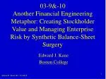 03-9&amp;-10 Another Financial Engineering Metaphor: Creating Stockholder Value and Managing Enterprise Risk by Syntheti - slide 1