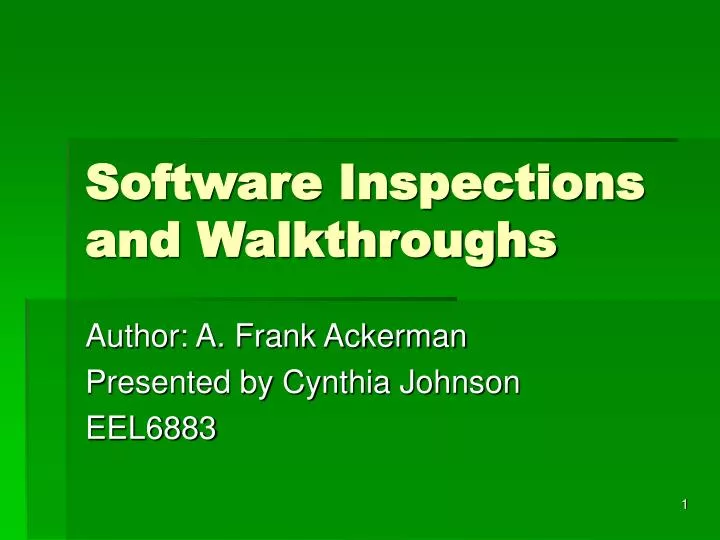 software inspections and walkthroughs