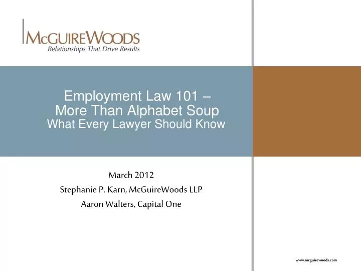 employment law 101 more than alphabet soup what every lawyer should know