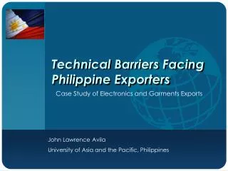 Technical Barriers Facing Philippine Exporters