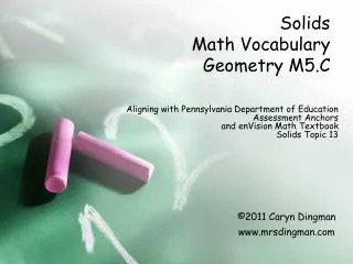 Solids Math Vocabulary Geometry M5.C