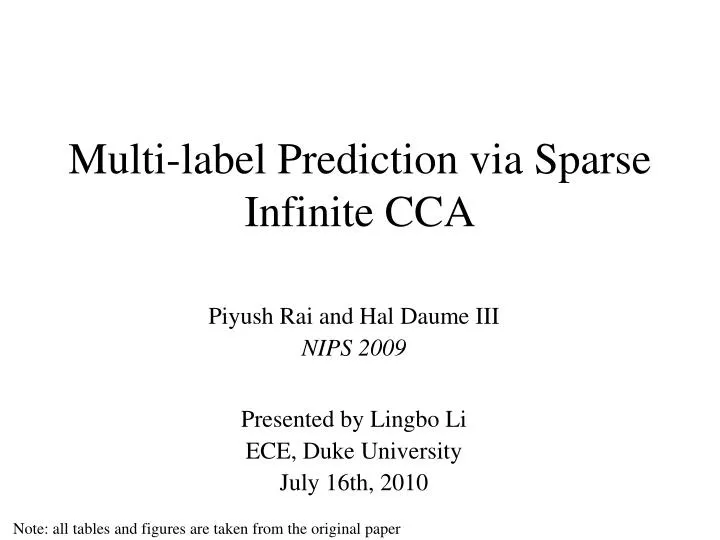 multi label prediction via sparse infinite cca