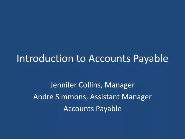 introduction to accounts payable