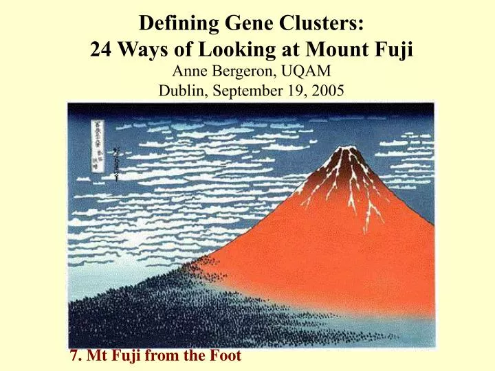 defining gene clusters 24 ways of looking at mount fuji
