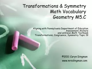 Transformations &amp; Symmetry Math Vocabulary Geometry M5.C