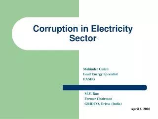 Corruption in Electricity Sector