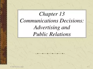 Chapter 13 Communications Decisions: Advertising and Public Relations