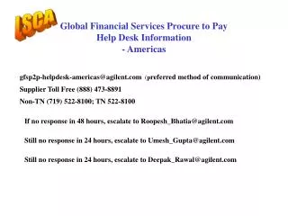 Global Financial Services Procure to Pay Help Desk Information - Americas