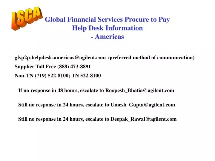 global financial services procure to pay help desk information americas