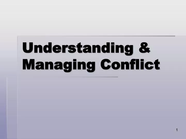 understanding managing conflict