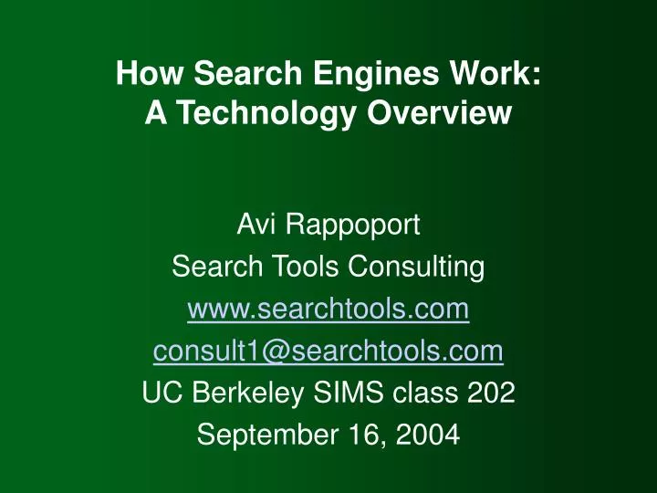how search engines work a technology overview