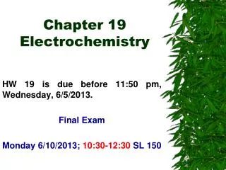 Chapter 19 Electrochemistry
