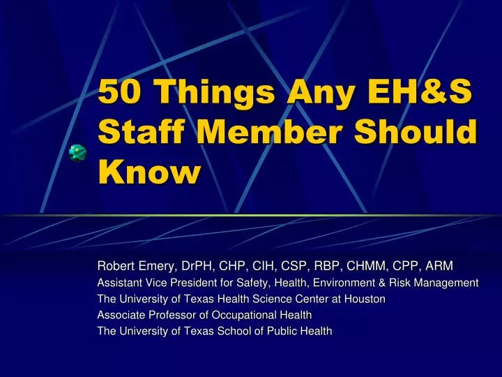50 things any eh s staff member should know