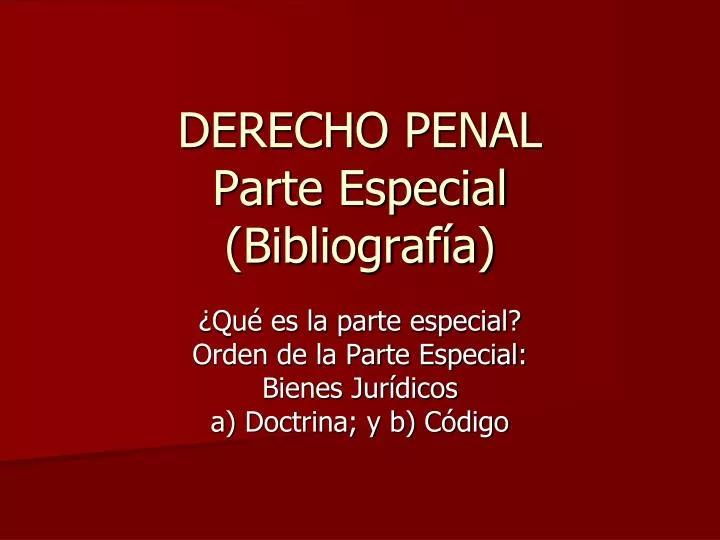 derecho penal parte especial bibliograf a