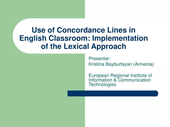 use of concordance lines in english classroom implementation of the lexical approach