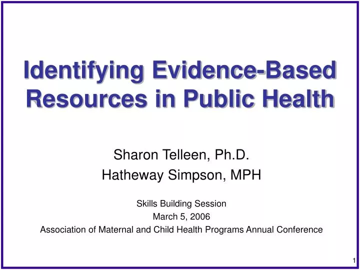 identifying evidence based resources in public health