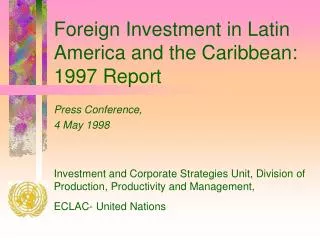 Foreign Investment in Latin America and the Caribbean: 1997 Report