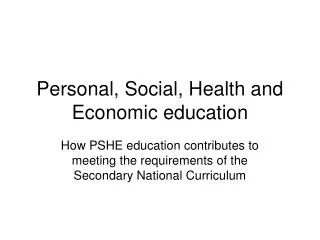 Personal, Social, Health and Economic education