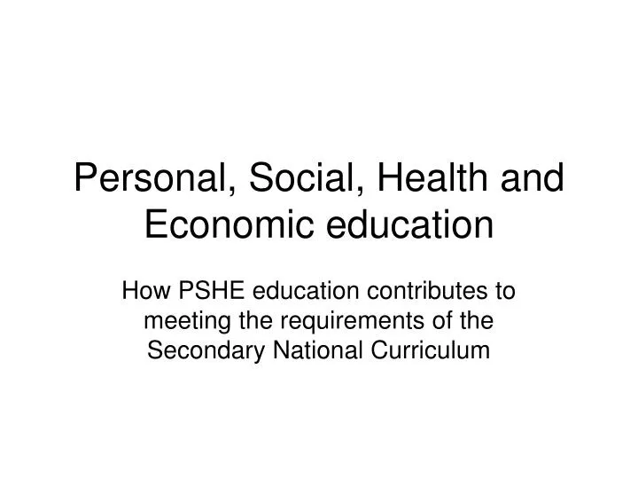 personal social health and economic education
