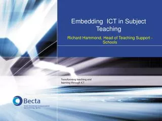 Embedding ICT in Subject Teaching