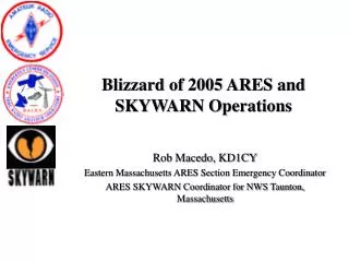 Blizzard of 2005 ARES and SKYWARN Operations