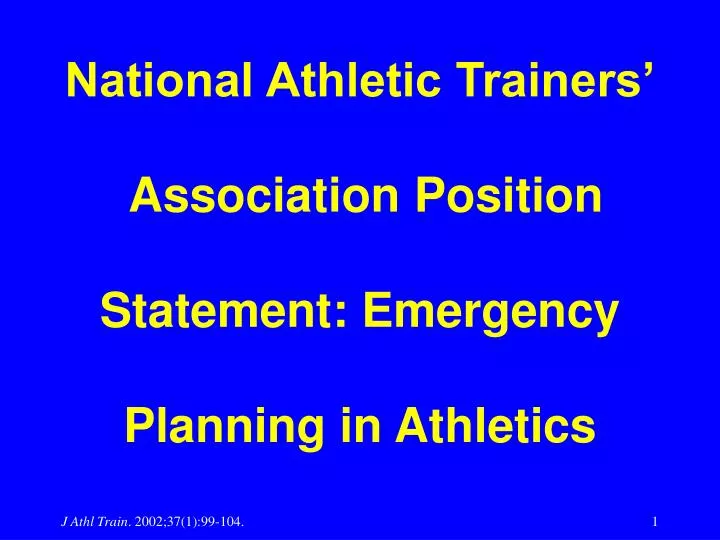 national athletic trainers association position statement emergency planning in athletics