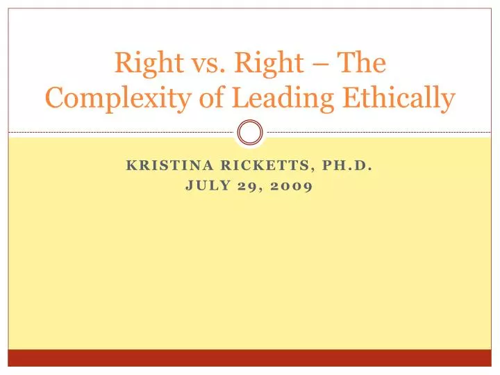 right vs right the complexity of leading ethically