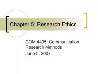 Chapter 5: Research Ethics