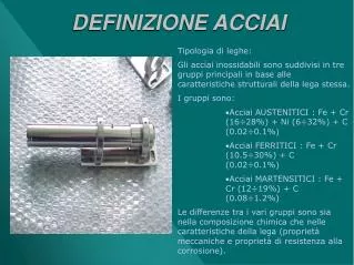 definizione acciai