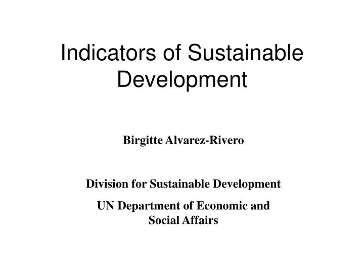 indicators of sustainable development