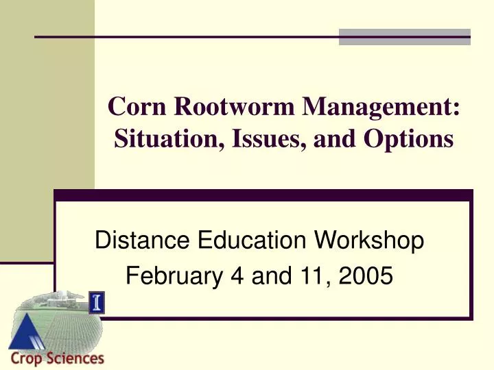 corn rootworm management situation issues and options