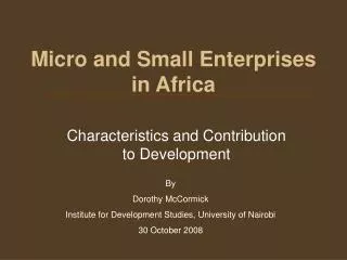 Micro and Small Enterprises in Africa