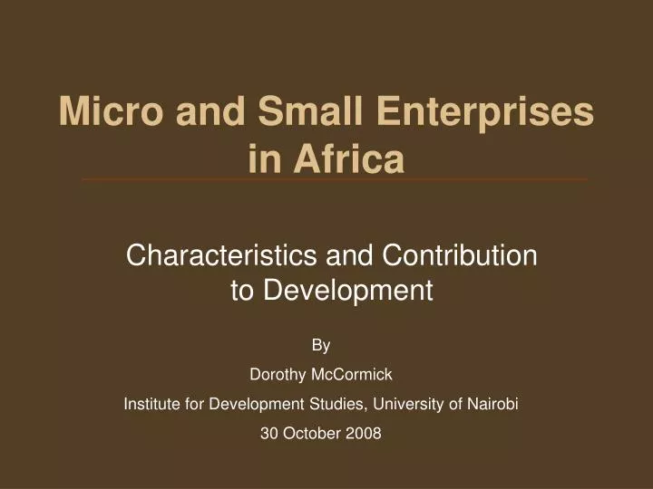 micro and small enterprises in africa