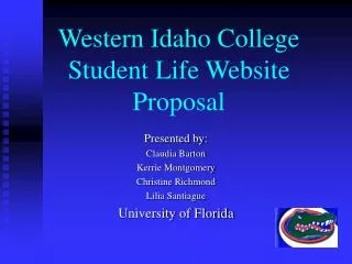 Western Idaho College Student Life Website Proposal