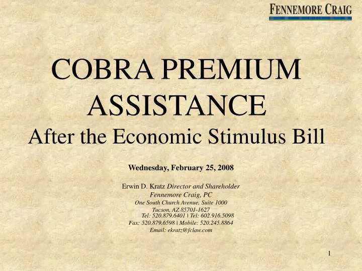 cobra premium assistance after the economic stimulus bill