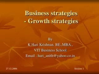 Business strategies - Growth strategies
