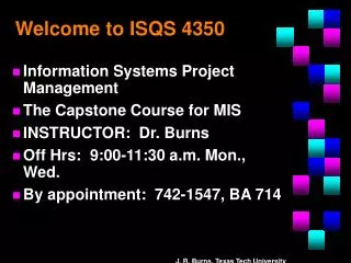 Welcome to ISQS 4350