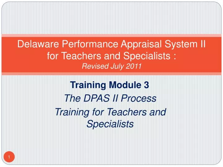 delaware performance appraisal system ii for teachers and specialists revised july 2011