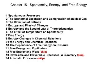 Chapter 15 - Spontaneity, Entropy, and Free Energy