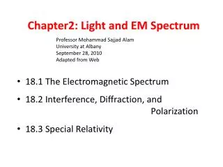 Chapter2: Light and EM Spectrum
