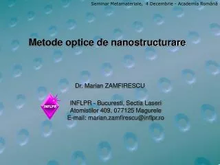 Metode optice de nanostructurare