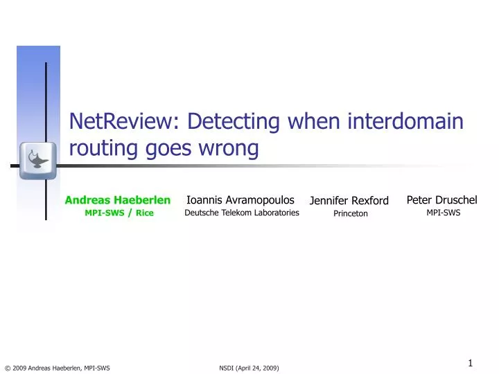 netreview detecting when interdomain routing goes wrong
