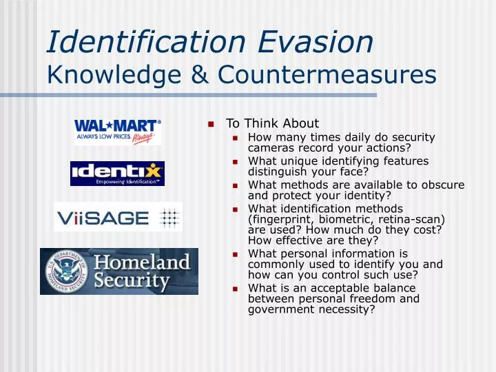 identification evasion knowledge countermeasures