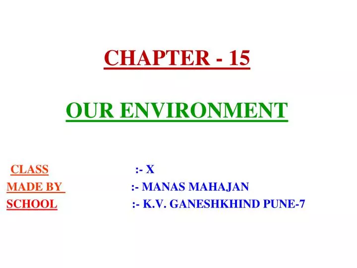 chapter 15 our environment