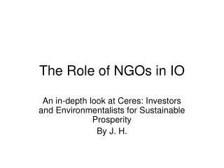The Role of NGOs in IO