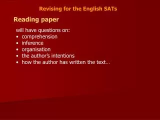 Revising for the English SATs