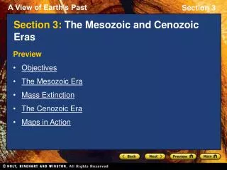 Section 3: The Mesozoic and Cenozoic Eras